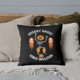 Halloween Spooky Ghost Skeleton Witch Black Custom Cushion