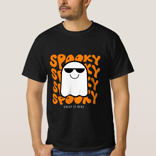 Halloween Spooky Ghost Unisex 100% Cotton T-shirt (Front)