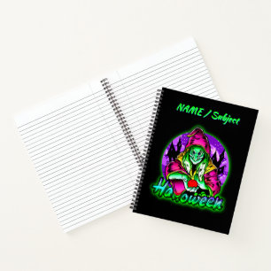 Halloween Spooky Green Witch Magic Hat Apple Notebook