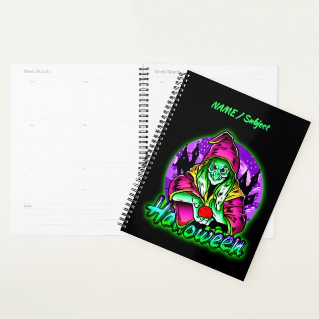 Halloween Spooky Green Witch Magic Hat Apple Planner (Display)