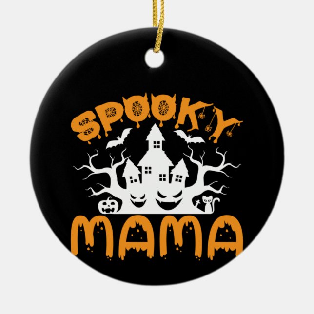 Halloween Spooky Mama Birthday Ceramic Tree Decoration (Front)
