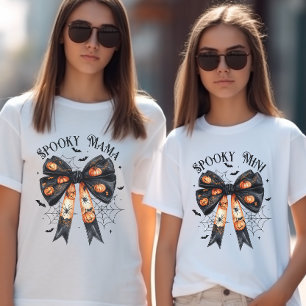 Halloween Spooky Mama black Bow Coquette Tri-Blend Shirt