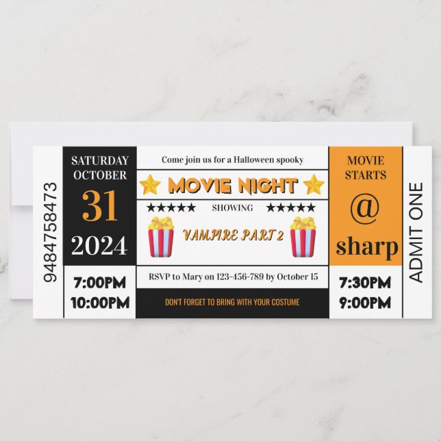 Halloween Spooky Movie Invitation (Front)