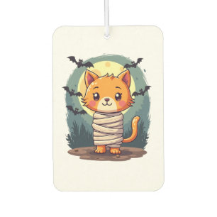 Halloween Spooky Mummy Cat and Pumpkin Halloween Car Air Freshener