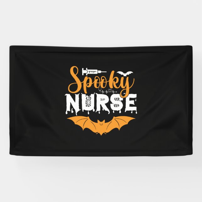 Halloween Spooky Nurse Birthday Banner (Horizontal)