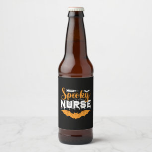 Halloween Spooky Nurse Birthday Beer Bottle Label