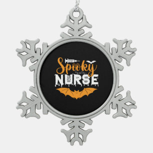 Halloween Spooky Nurse Birthday Snowflake Pewter Christmas Ornament