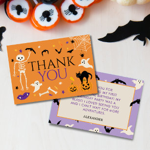 Halloween Spooky One 1st Birthday Orange Thank You Card