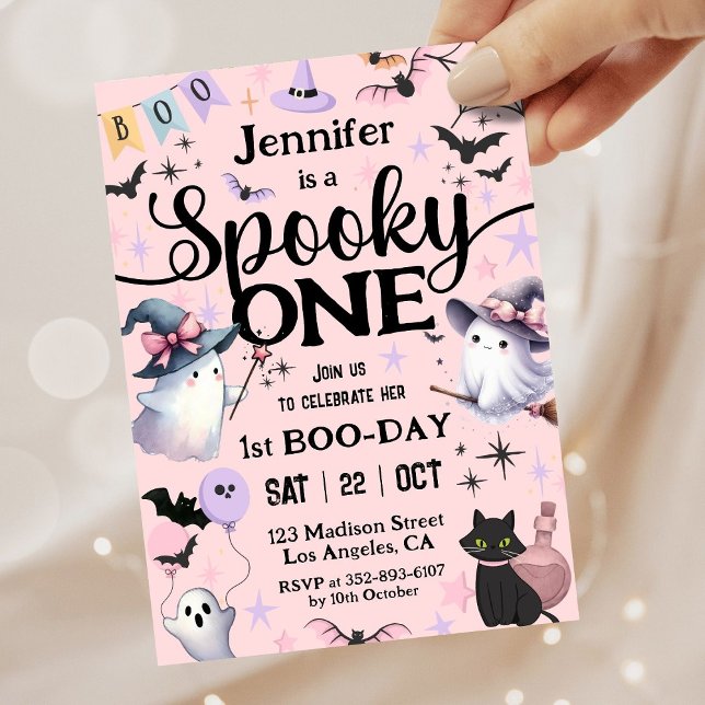 Halloween Spooky One 1st Birthday Party Cute Ghost Invitation (Creator Uploaded)