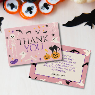 Halloween Spooky One 1st Birthday Pink Thank You Card