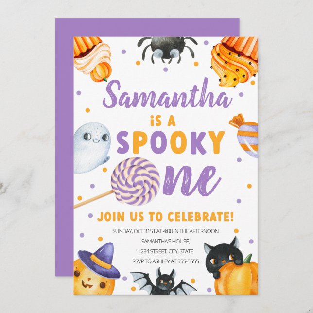 Halloween Spooky One First Birthday Invitation (Front/Back)