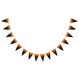 Halloween Spooky Orange Black Dripping Slime Bunting