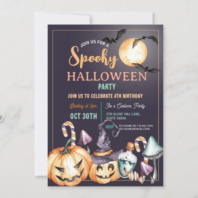 Halloween Spooky Party Pumpkins Birthday Invitation (Front)