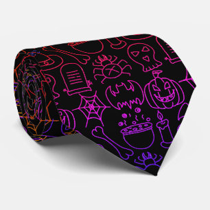 Halloween, Spooky Pattern, Outline Tie