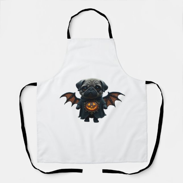 Halloween Spooky Pug Classic T-Shirt Apron (Front)