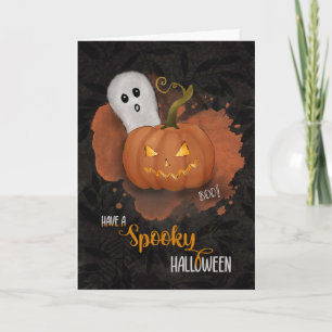 Halloween Spooky Pumpkin and Ghost Card