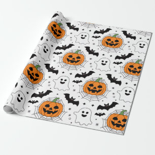 Halloween Spooky Pumpkin Bats Ghost Pattern        Wrapping Paper