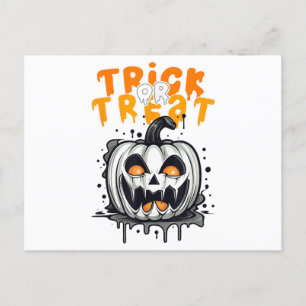 Halloween spooky Pumpkin Design Trick or Treat Holiday Postcard