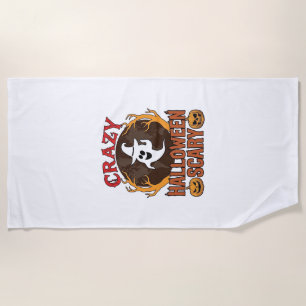 Halloween Spooky Pumpkin Retro Engraved Texture_1 Beach Towel