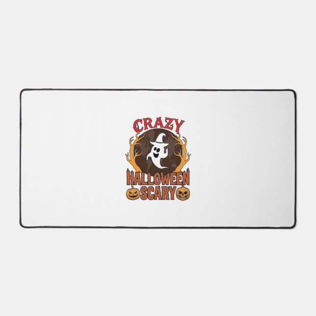 Halloween Spooky Pumpkin Retro Engraved Texture_1 Desk Mat (Front)