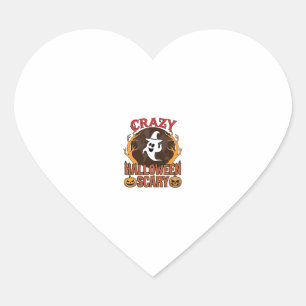 Halloween Spooky Pumpkin Retro Engraved Texture_1 Heart Sticker