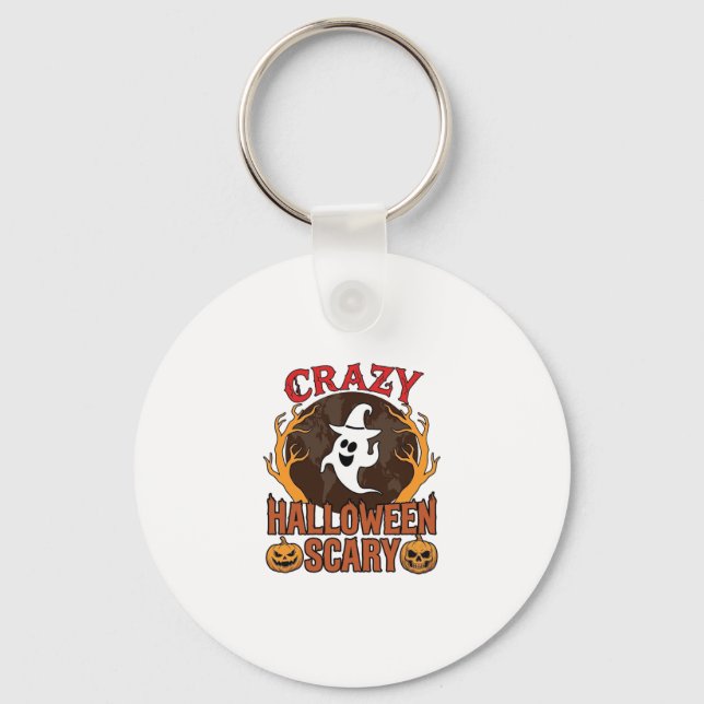 Halloween Spooky Pumpkin Retro Engraved Texture_1 Key Ring (Front)