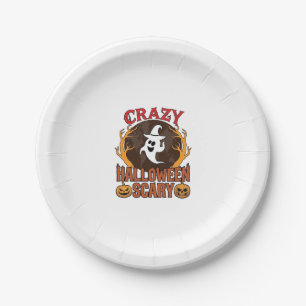 Halloween Spooky Pumpkin Retro Engraved Texture_1 Paper Plate