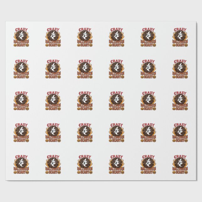 Halloween Spooky Pumpkin Retro Engraved Texture_1 Wrapping Paper (Flat)
