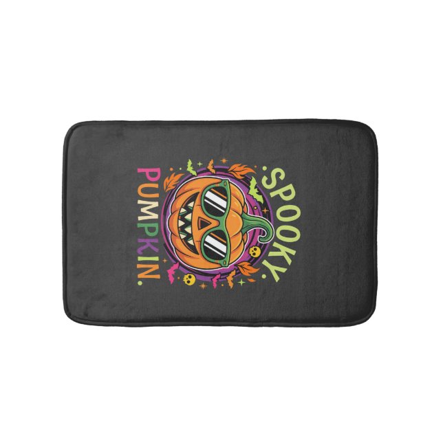Halloween Spooky Pumpkin Sunglasses Vector Bath Mat (Front)