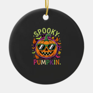 Halloween Spooky Pumpkin Sunglasses Vector Ceramic Tree Decoration