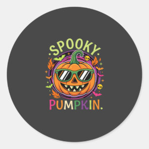 Halloween Spooky Pumpkin Sunglasses Vector Classic Round Sticker