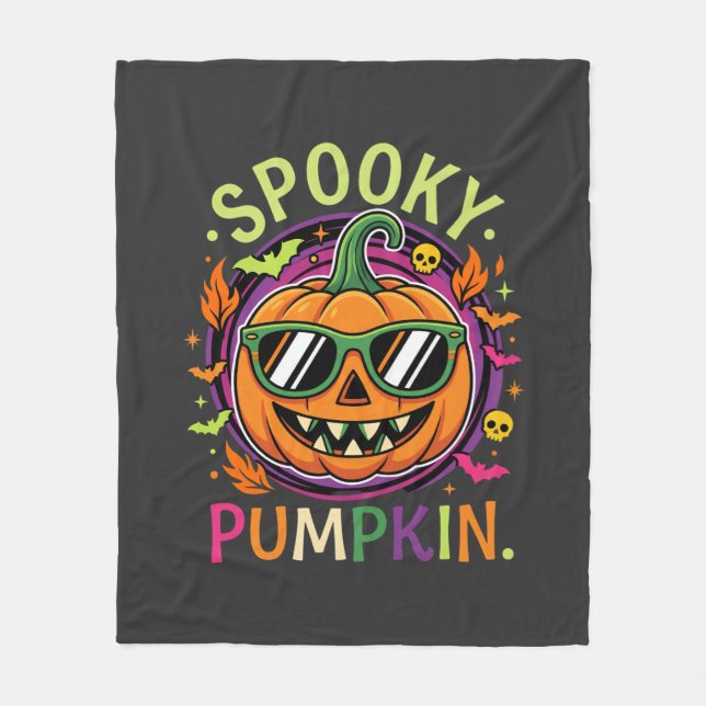 Halloween Spooky Pumpkin Sunglasses Vector Fleece Blanket (Front)