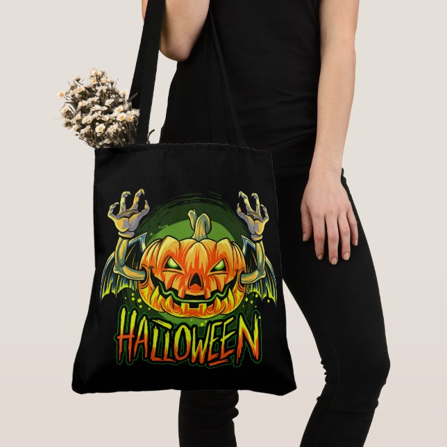 Halloween Spooky Pumpkin Tote Bag (Close Up)
