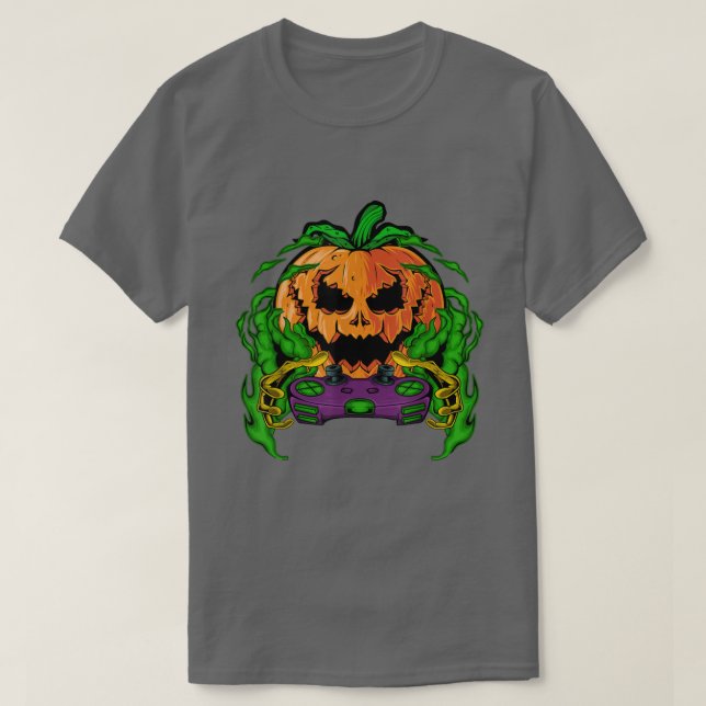 Halloween Spooky Pumpkin Video Games Gamer Jack O  T-Shirt (Design Front)