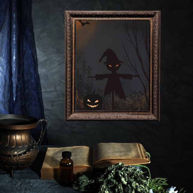 Halloween Spooky Scarecrow Pumpkin Photo Print (Halloween Spooky Scarecrow fun way to decorate for Halloween)