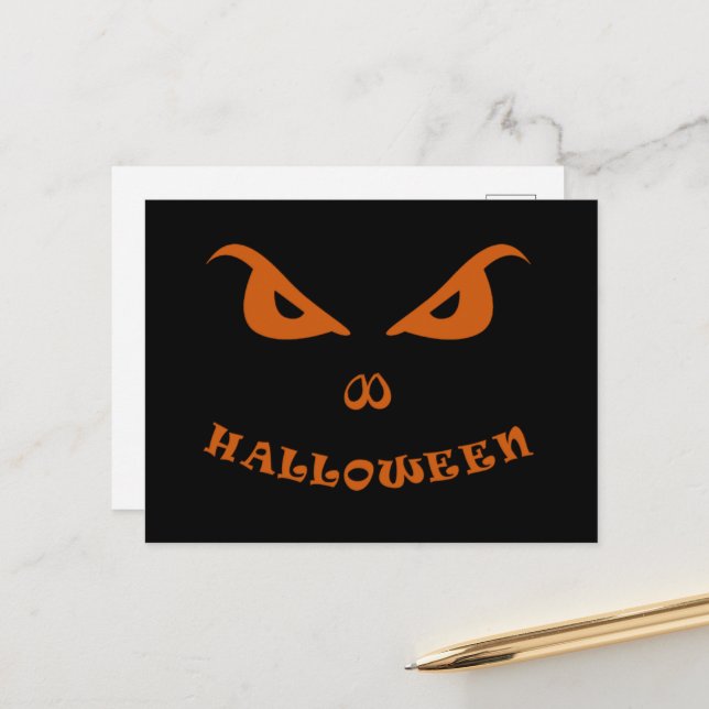 Halloween spooky scary face holiday postcard (Front/Back In Situ)