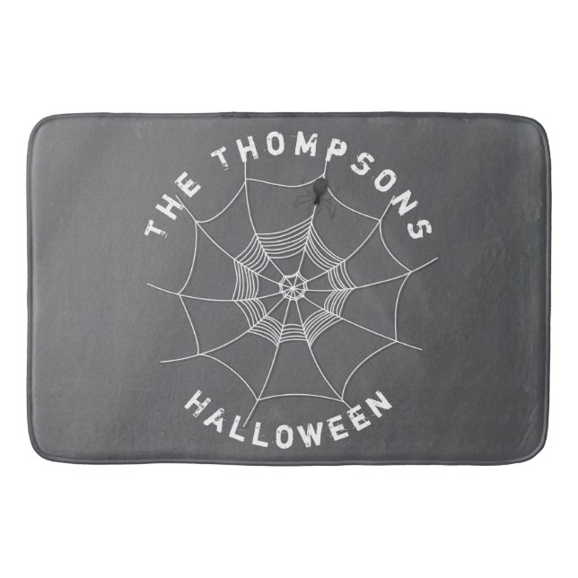 Halloween Spooky Scary Spider Web Custom Bath Mat (Front)
