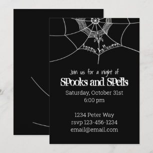 Halloween Spooky Scary Spider Web Cute Party Invitation
