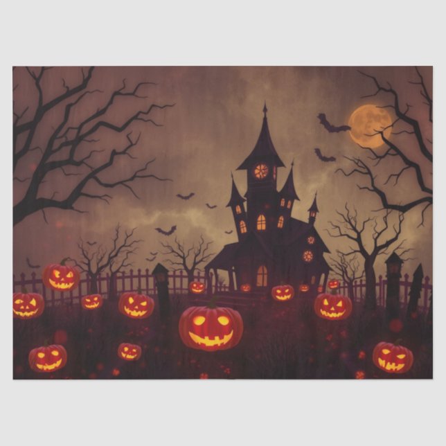 Halloween Spooky Scene Fantasy  Tissue Pap Paper (Front)