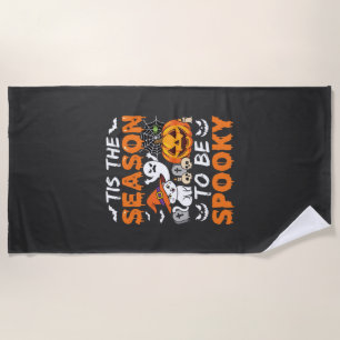 Halloween Spooky Season Cat Ghost Pumpkin Beach Towel