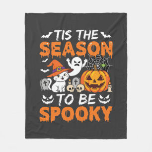 Halloween Spooky Season Cat Ghost Pumpkin Fleece Blanket