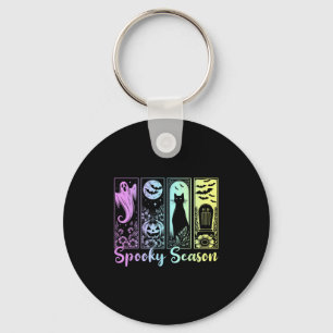 Halloween Spooky Season Horror Cat Vintage Hallowe Key Ring