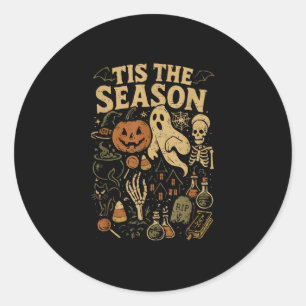 Halloween Spooky Season Pumpkin Witch Tis The Seas Classic Round Sticker