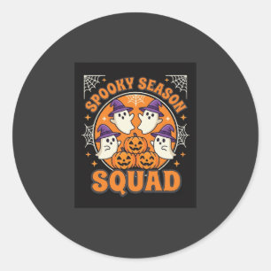 Halloween Spooky Season Squad Ghost Pumpkin Design Classic Round Sticker