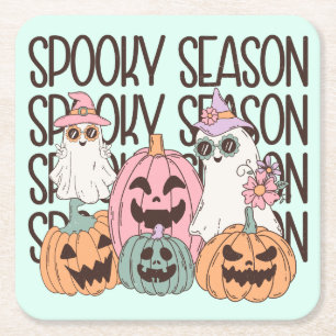 Halloween Spooky Season Square Paper Coaster