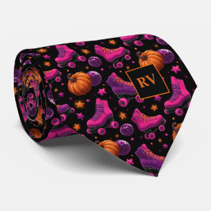 Halloween Spooky Skate Night Monogrammed Tie