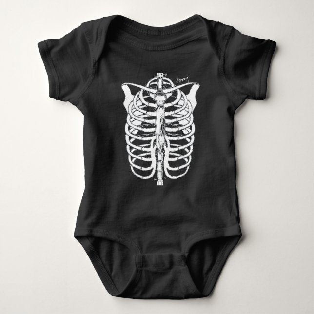 Halloween Spooky Skeleton Baby Newborn Cute Baby Bodysuit (Front)
