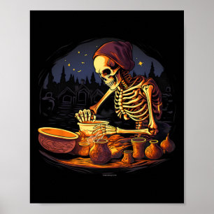 Halloween Spooky Skeleton Clay Pottery Maker Poster