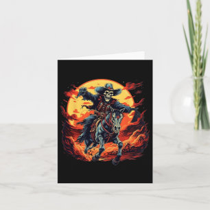 Halloween Spooky Skeleton Cowboy Rodeo Riding Hors Card