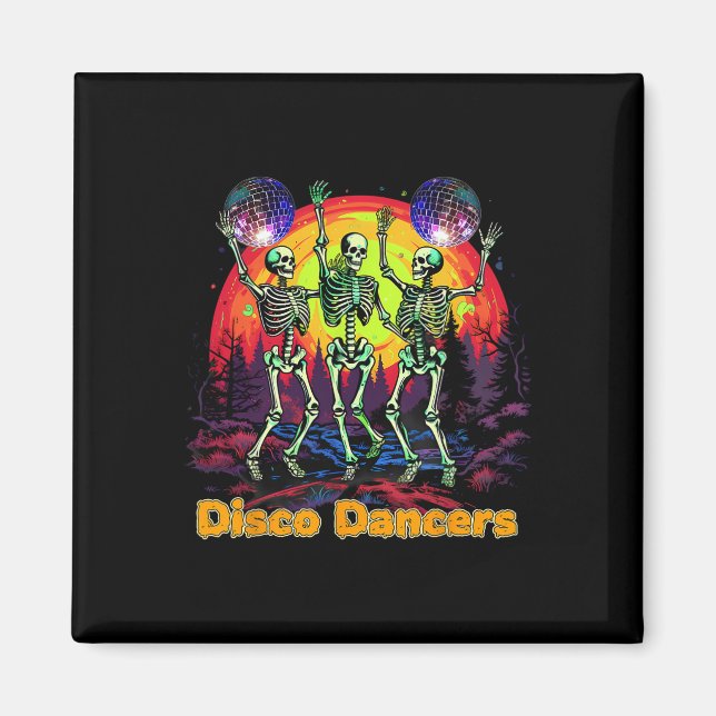 Halloween Spooky Skeleton Disco Dancers Dancing  Magnet (Front)